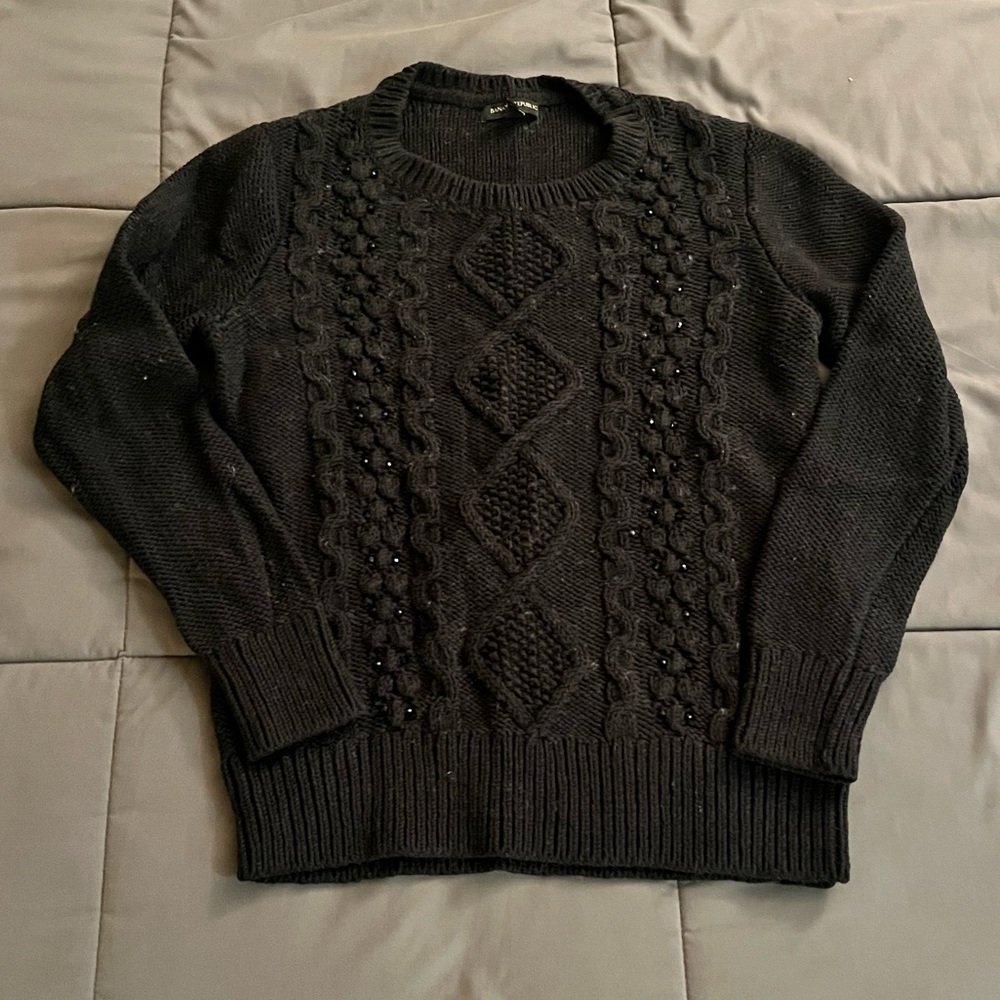 Embellished cable knit sweater